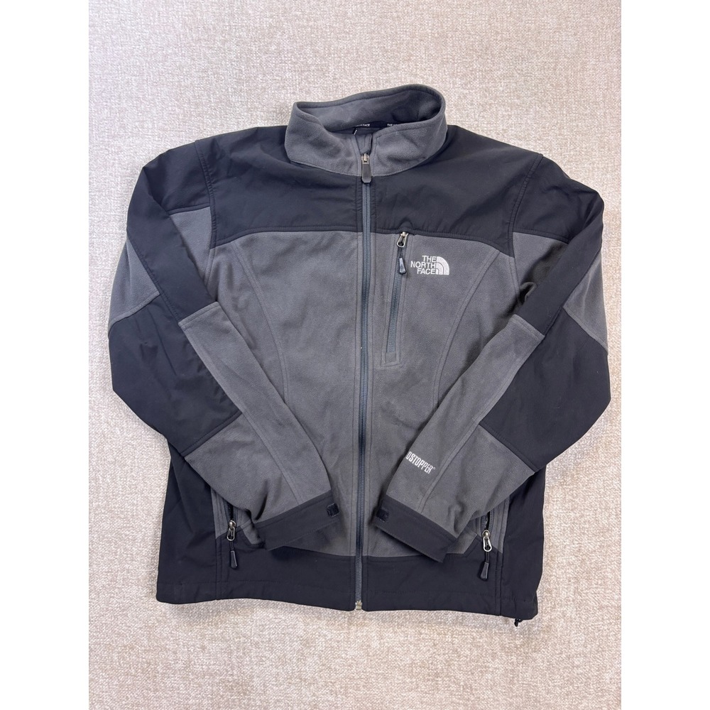 The North Face Windstopper Fleece Jacket Mens Medium Grey Black Full Zip